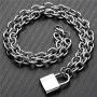 Molike Stainless Steel Simple Personality Punk Love Lock Pendant Necklace for Men Women, Fashion Jewelry Gift