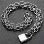Molike Stainless Steel Simple Personality Punk Love Lock Pendant Necklace for Men Women, Fashion Jewelry Gift Molike Stainless Steel Simple Personality Punk Love Lock Pendant Necklace for Men Women, Fashion Jewelry Gift