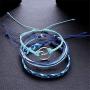 kelistom Wave Charm Strand Bracelet Set Handmade Braided Wax Rope Adjustable Waterproof String Bracelets Friendship Jewelry