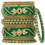 Aheli Ethnic Wedding Wear Handmade Faux Stone Studded Velvet Bangle Set Saree Matching Chuda Indian Bollywood Fashion Jewelry for Women