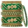 Aheli Ethnic Wedding Wear Handmade Faux Stone Studded Velvet Bangle Set Saree Matching Chuda Indian Bollywood Fashion Jewelry for Women