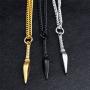 PAMTIER Men Stainless Steel Spear Point Arrowhead Spearhead Pendant Necklace Polished Silver/Gold/Black