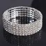 Yumei Jewelry 5 Strand Rhinestone Stretch Bracelet Silver-tone Sparkling Bridal Tennis Bangle Yumei Jewelry 5 Strand Rhinestone Stretch Bracelet Silver-tone Sparkling Bridal Tennis Bangle
