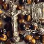 elegantmedical CATHOLIC Tiger Eye & Silver Rose Beads ROSARY CROSS crucifix necklace elegantmedical CATHOLIC Tiger Eye & Silver Rose Beads ROSARY CROSS crucifix necklace