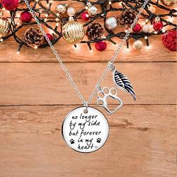 Pet Memorial Necklace Sympathy Gift- No Longer by My Side but Forever in My Heart