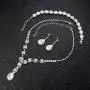 LOYALLOOK Bridal Rhinestone Teardrop Statement Necklace Bracelets and Dangle Earrings Jewerry Sets for Proms Weddings