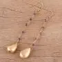 NOVICA Amethyst 22k Yellow Gold Plated .925 Sterling Silver Dangle Earrings Falling Drops