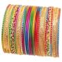 Touchstone New Gorgeous Rainbow Bangle Collection. Indian Bollywood Colorful Bangle Bracelets. Set of 24. in Antique Gold Tone for Women.