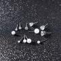 SUNSCSC Womens Stainless Steel Round Clear Cubic Zirconia Pearl Stud Earrings for Girls Gift 12 Pairs