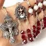 elegantmedical Ladder to Heaven Red Crystal & AAA10MM Pearl Beads Catholic Holy Family Rosary Cross crucifix Necklace gift elegantmedical Ladder to Heaven Red Crystal & AAA10MM Pearl Beads Catholic Holy Family Rosary Cross crucifix Necklace gift