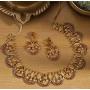 Tarinika Tusti Antique Gold-Plated Indian Jewelry Set with Necklace and Earrings - Red Green