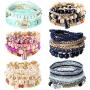 sailimue 6 Sets Bohemian Stackable Bead Bracelets for Women Men Multilayered Stretch Bangles Bracelet Set Boho Multicolor Jewelry …