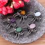 JXMYBA Spider Brooches for Women,Healing Crystal Pendant Gemstone Necklace Balance Chakra Jewelry with Stainless Steel Chain Gift Box