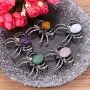 JXMYBA Spider Brooches for Women,Healing Crystal Pendant Gemstone Necklace Balance Chakra Jewelry with Stainless Steel Chain Gift Box