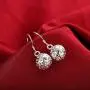 Hollow Ball Round Cage Heart Love Filigree Fish Hook Dangle Drop Earrings for Women Girls Sensitive Ear Fashion Elegant Sterling Silver Plated Lightweight Dangling Hypoallergenic Jewelry Gifts