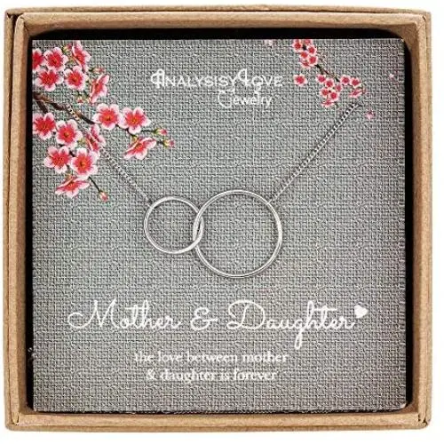 Mother Daughter Necklace, Sterling Silver 2 Circle Infinity Necklace for Women Girls, Mom Gifts, Mothers Day Jewelry Birthday Gift Mother Daughter Necklace, Sterling Silver 2 Circle Infinity Necklace for Women Girls, Mom Gifts, Mothers Day Jewelry Birthday Gift