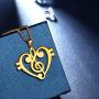 Beautlace Womens Musical Note Necklace Silver/18K Gold Black Gun Plated Treble Clef Music Note Jewelry Gifts for Music Lover