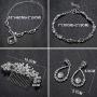 ORAZIO Crystal Bridal Jewelry Set for Prom Wedding Bride Bridesmaids Vintage Rhinestone Necklace Earrings Bracelet Comb for Women