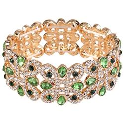 EVER FAITH Womens Crystal Elegant Wedding Knot Tear Drop Elastic Stretch Bracelet
