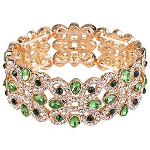 EVER FAITH Womens Crystal Elegant Wedding Knot Tear Drop Elastic Stretch Bracelet