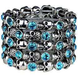 YACQ Womens Skull Stretch Cuff Bracelets - Elastic Band Fit Wrist 7 to 8 Inch - Lead & Nickle Free - Women Biker Jewelry