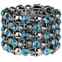 YACQ Womens Skull Stretch Cuff Bracelets - Elastic Band Fit Wrist 7 to 8 Inch - Lead & Nickle Free - Women Biker Jewelry