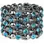 YACQ Womens Skull Stretch Cuff Bracelets - Elastic Band Fit Wrist 7 to 8 Inch - Lead & Nickle Free - Women Biker Jewelry