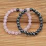 ZHEPIN 8MM Couples Bracelets Natural Amethyst Black Agate Hematite Rose Quartz Lava Stone Gemstone Bracelet for Women Men Energy Healing Stone Crystals