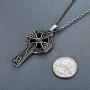 Aoiy Mens Stainless Steel Large Celtic Cross Irish Knot Pendant Necklace, 24'' Link Chain, aap011