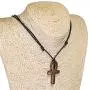 BlueRica Hand Carved Wood Ankh Cross Pendant on Adjustable Black Rope Cord Necklace BlueRica Hand Carved Wood Ankh Cross Pendant on Adjustable Black Rope Cord Necklace