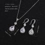 AMYJANE Elegant Jewelry Set for Women - Silver Teardrop Clear Cubic Zirconia Crystal Rhinestone Drop Earrings and Necklace Bridal Jewelry Sets Best Gift for Bridesmaids