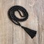 Yoga Necklace Jewelry Beaded Long Tassel Necklace Jasper with 108 Mala Beads for Women or Men