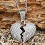 MOCA Broken Heart Chain Necklace & Pendant Iced Out Bling Zircon Hip hop Jewelry Silver MOCA Broken Heart Chain Necklace & Pendant Iced Out Bling Zircon Hip hop Jewelry Silver