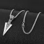 HZMAN Mens Arrowhead Arrow Stainless Steel Pendant Necklace with Steel Wheat Chain HZMAN Mens Arrowhead Arrow Stainless Steel Pendant Necklace with Steel Wheat Chain