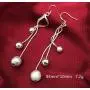 Comelyjewel 1pair Silver Earring Jewellery Woman Bohemian Style Sparkling Beads Long Pendant Ear Studs Dangle Lady Earring Lady Dress Accessories Love Gift Durable and Useful