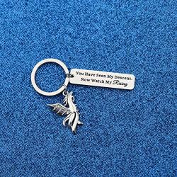 WUSUANED Inspirational Keychain You Have Seen My Descent Now Watch My Rising Phoenix Bird Jewelry