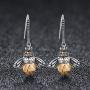 SLUYNZ 925 Sterling Silver Queen Bee Dangle Earrings for Women Teen Girls Cute Crystal Bee Earrings
