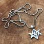 Thelema Jewelry Unicursal Hexagram Seal of Orichalcos unicursally six pointed star Celt Protection Amulet Pewter Boys Mens Womens Pendant Necklace Charm for men women boys girls w Silver Ball Chain