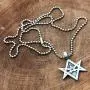 Thelema Jewelry Unicursal Hexagram Seal of Orichalcos unicursally six pointed star Celt Protection Amulet Pewter Boys Mens Womens Pendant Necklace Charm for men women boys girls w Silver Ball Chain