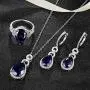ATTA GEMS 925 Sterling Silver Pear Shape Birthstone Necklace Dangle Earring and Ring Jewelry Set Gifts for Women Girls Bridal ATTA GEMS 925 Sterling Silver Pear Shape Birthstone Necklace Dangle Earring and Ring Jewelry Set Gifts for Women Girls Bridal