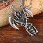 Grim Reaper Necklace for Men, Skull Necklace with19.6+1.96'' Chain, The Reapers Arms Pendant, Sickle Necklace, Stainless Steel Chain, Amulet Pendant, Punk Rock Necklace Jewelry Gift for Men Boys