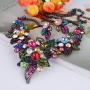EVER FAITH Austrian Crystal Spring Floral Leaves Plant Cluster Multicolor Jewelry Set