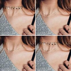 Wowanoo Choker Necklace Set Multilayer Layers Chain Clavicle Necklace Jewelry for Women