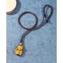 CrystalTears Tiger Eye Healing Crystal Stone Necklace Handcarved Fox Amulet Gemstone Pendant Necklace Jewelry for Men Women