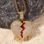 KMASAL Jewelry Hip Hop Iced Out Broke Heart Chain Bling Pendant 18K Gold Plated Necklace for Men Women