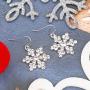 Unijew Christmas Cz Snowflake Earrings for Girls Women, Silvery Celebration Decoration Dangle Earrings, Sparkle CZ Inlaid Snowflake Earrings, Christmas Gift for Women