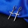Sllaiss 925 Sterling Silver Dangle Cross Earrings for Womens Men Hinged Hoop Cross Earrings Huggie Drop Piercing