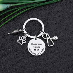 CYTING Veterinarian Keychain These Keys Belong to an Awesome Vet Tech/Nurse Keychain Appreciation Gift Veterinary Medicine Graduation Gift