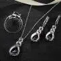 ATTA GEMS 925 Sterling Silver Pear Shape Birthstone Necklace Dangle Earring and Ring Jewelry Set Gifts for Women Girls Bridal ATTA GEMS 925 Sterling Silver Pear Shape Birthstone Necklace Dangle Earring and Ring Jewelry Set Gifts for Women Girls Bridal