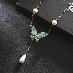 MIXIA Colorful Animal Butterfly Jewelry Set Enamel Insect Earrings Necklace Pendant Sets Teardrop Pearls for Women Wedding Party